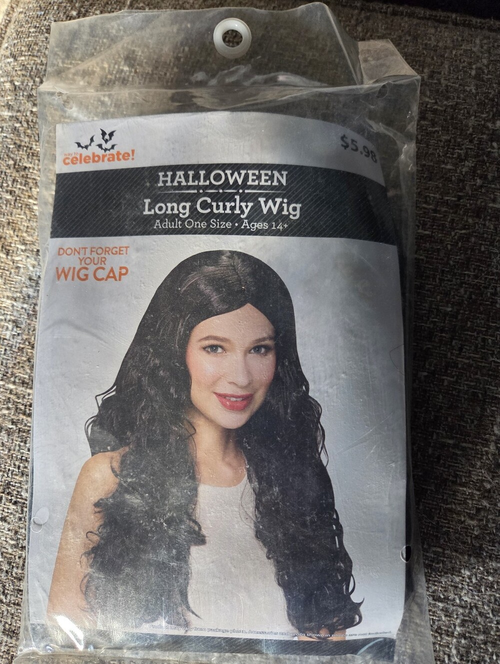 Halloween Long Black Curly Costume Wig by Way To Celebrate